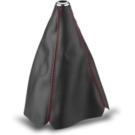 Cubierta para Palanca de Cambios, PU Cuero Negro con Costura Roja Universal, para Auto Manual Gear Shifter Boot Gear Gaiter Cover