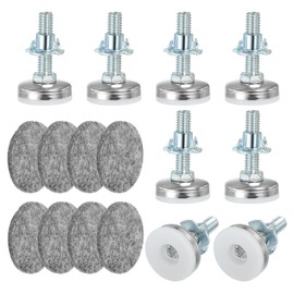 PATIKIL 3/8" Adjustable Leg Levelers, 8 Set Furniture Leveling Feet with T- Nut for Desk Chairs Cabinet Stool Sofas Legs, White