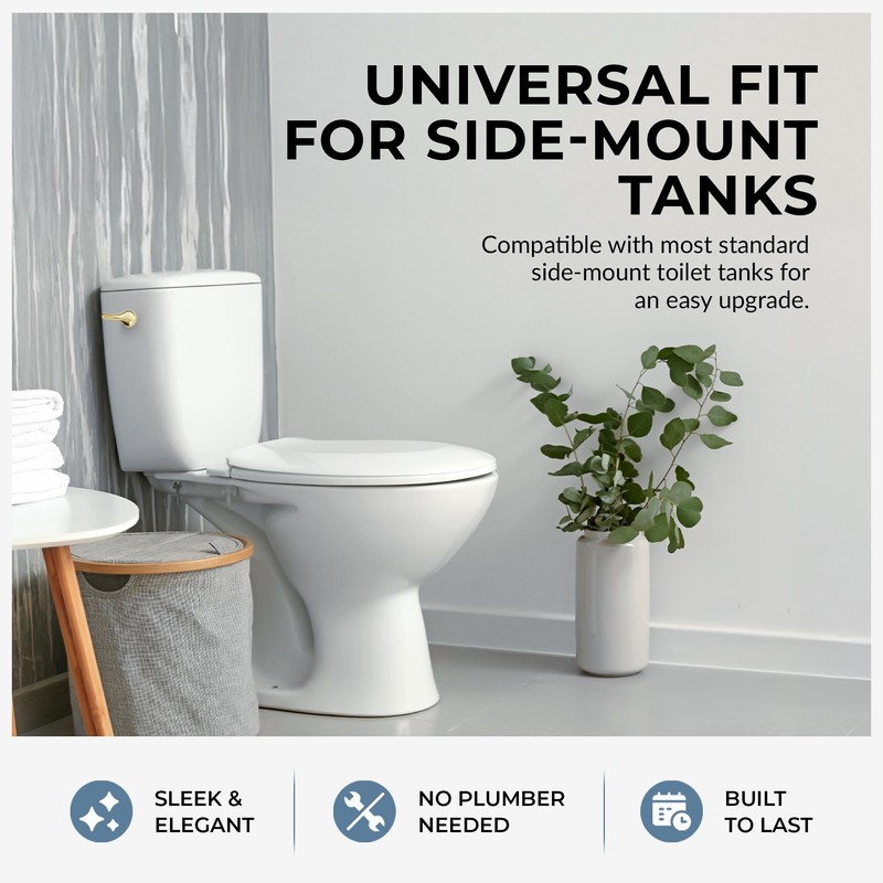 Qualihome Toilet Handle Replacement (Brass Polished, Side Mount)