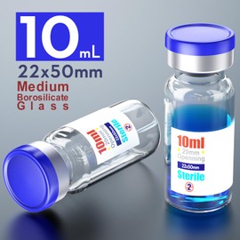 Sterile Empty Vial,Sterile Glass Vials, with Self-Healing Injection Port and Flip Top Cap, Sterile Package 10PCS by ZHANXUBIO (10ml,10)