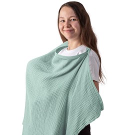 Nursing Cloth Nursing Apron, Soft and Breathable Nursing Scarf Cotton Nursing Apron for On the Go Nursing Cover Gifts for Mother, hellgrün