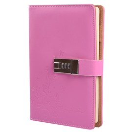 JunShop Lock Diary Combination Locking Journal Locked Notebook Writing Notebook A5 Planner Agenda Personal Notepad Pink