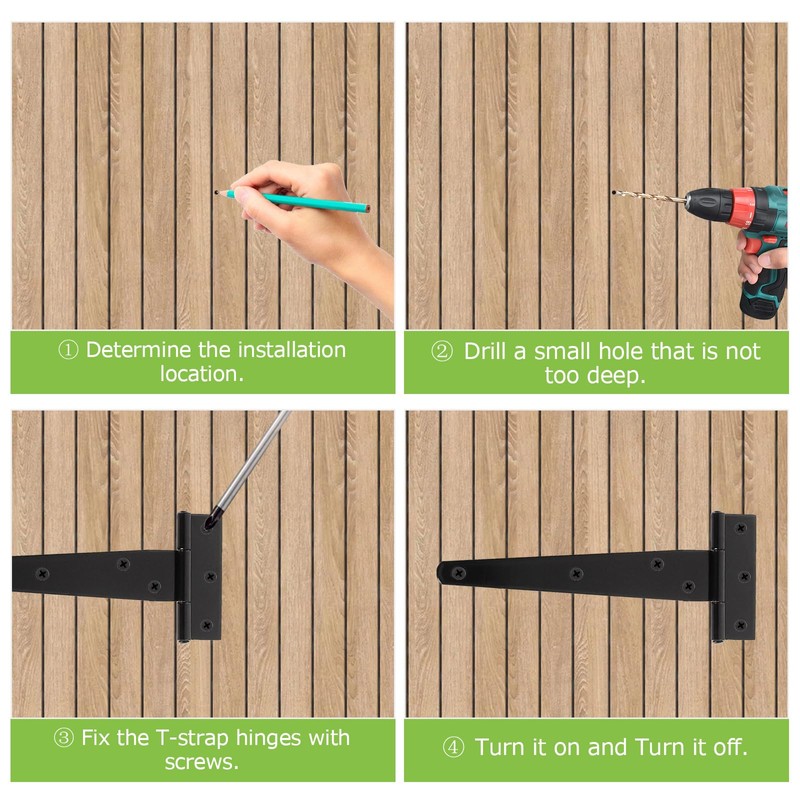 ASelected 6 Pcs T Hinges,6 Inch T-Strap Door Hinges,Heavy Duty