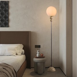 DEC LUCE DECOLUCE LIGHTING Modern Floor Lamps for Living Room, Globe Glass Shade Floor lamp for Bedroom, Standing lamp for Office, Corner(White)