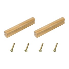 QUARKZMAN Set of 2 Wooden Drawer Handles with Screws 192 mm / 7.56 Inch Hole Spacing Unprocessed Beech Wood Cupboards Drawers Knobs Pull Handles for Kitchen Cabinets Dressers Furniture