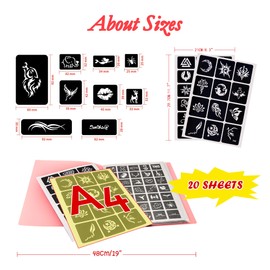282 Designs Temporary Tattoo Stencils Removable Tattoo Stickers Face Paint Stencils Body Art Stencil Pack Perfect for Glitter Tattoos / Face Paint / Body Art / Temporary Tattoo Ink
