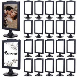 Meonua Double Sided Standing Picture Frames 4x6 Inch Pedestal Photo Frame with Inserts and Base - 2 Sided Frame for Vertical Display(20 count,Black)