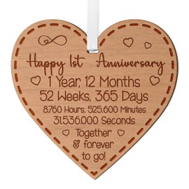 Happy 6th Anniversary Gift for Couples 6th Wedding Anniversary Gifts for Him Her Wedding Present for Husband 6 Years Celebration Keepsake Wooden Heart Plaque for Wife Spouse Partner