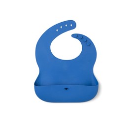 SmileyTot Silicone Baby Bib | BPA Free Durable Food Catcher bib for babies and toddlers. Waterproof and adjustable. (Classic Blue)