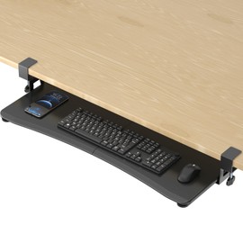 suptek Large Keyboard Tray Under Desk Pull Out with C Clamp Mount, Computer Keyboard & Mouse Tray, 34 (38 Including Clamps) x 11.8 inch Slide-Out Platform Computer Drawer for Typing, Black, DSF1LB