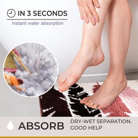 voofly Bathroom Rug Mat 32" x 20" Thick Plush Leaf Bath Mat, Non Slip and Absorbent Rugs for Bathroom Floor, Machine Washable, Multicolor C1