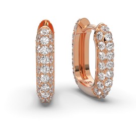 Huggie Hoop Earrings Silver 925 and Gold/Rose Gold Plated Women's Earrings by Amoonic I Hoop Earrings Small U-shaped Oval Rectangular with Zirconia Stones Jewellery Gift for Women, Sterling Silver,