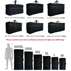 YiKitHom Extra Large Storage Duffle Bag for Travel, Black Oversized Giant Big Traveling Duffle Bag