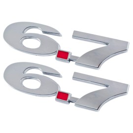6.7 Liter Chrome Red Emblems - Pair