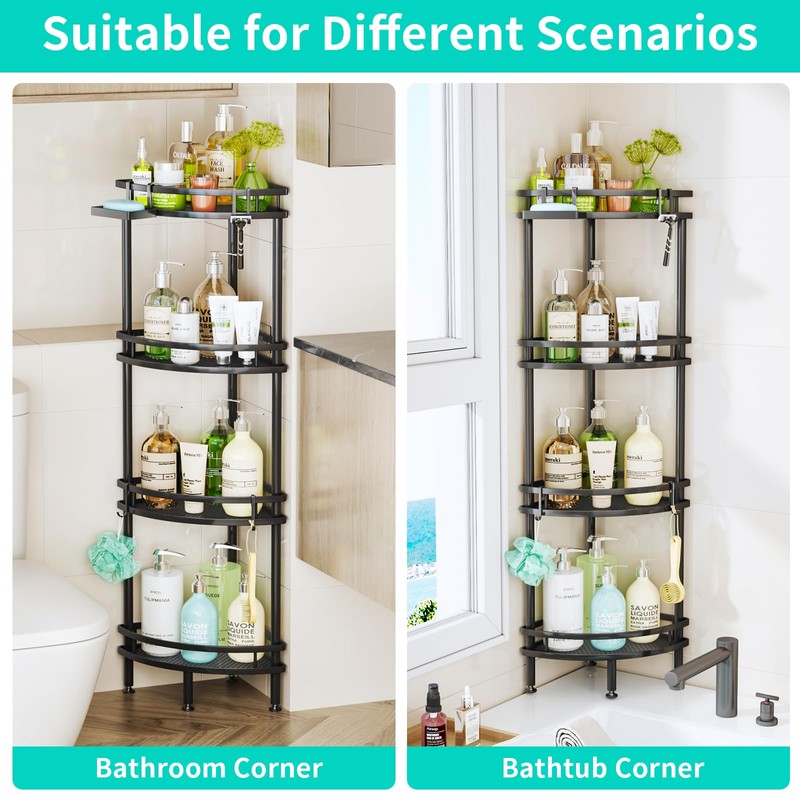 HapiRm Standing Corner Shower Caddy - 4 Tier Shower Organizer