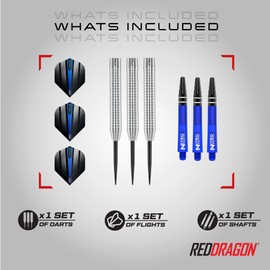 RED DRAGON Razor Edge Original 21 Gram Tungsten Darts Set with Flights and Stems