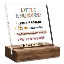 Obookey Mental Health Gifts Desk Decor - Little Reminders You are Enough Office Desk Decor for Women Men, Inspirational Motivational Positivity Encourage Gift Acrylic Plaque Sign for Home Table Shelf