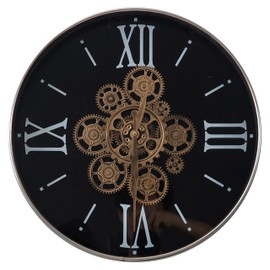 SOFE Round Moving Gear Wall Clock Decorative, 18 Inches Modern Clock for Wall, Silent Wall Clock Non Ticking, Living Room, Bedroom, Kitchen, Hallway Decor, Roman Numeral Clock