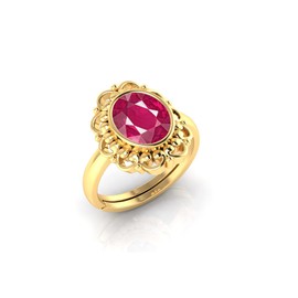 LMDPRAJAPATIS 11.25 Carat Vintage Natural Ruby Gemstone Wedding Adjustable Gold Ring For Women| Unique Proposal Art Deco Flower Ring