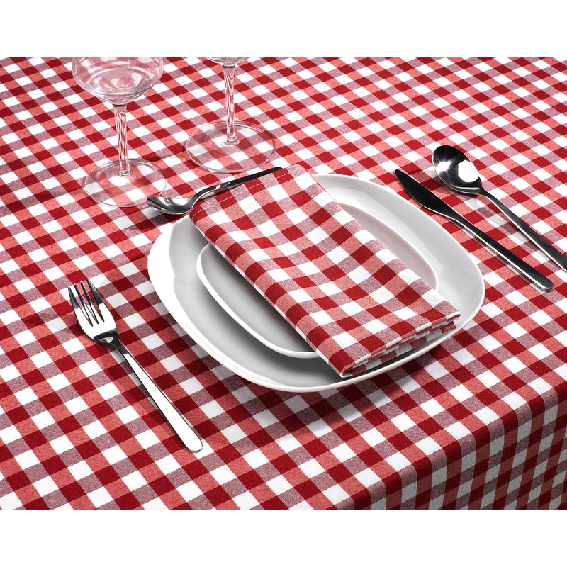 LAN&LAN Washable Checked Tablecloth with Fabric, Tablecloths High Quality Made,