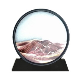 XIZHI 7" Moving Sand Art Picture Sand Art Liquid Motion Round Glass 3D Sand Art Relaxing Toy Desktop Art Bookshelves Home Office Decoration (Brown)