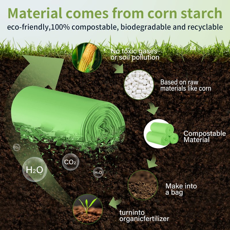 Eargardin 13 Gallon Trash Bags Compostable Compost Large Garbage Bag