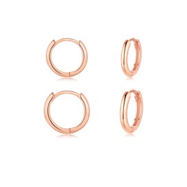 CERSLIMO Hoop Earrings Silver 925, Hoop Earrings Silver Gold Rose Gold Black Set Women Men Small Hoop Earrings Set Delicate Cartilage Tragus Helix Sleeping Earrings 8 mm 10 mm 12 mm, Silver