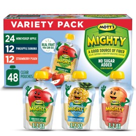 Mott's Mighty Applesauce Variety Pack, 3.2 oz Clear Pouches, 48 Count (4 Packs of 12)
