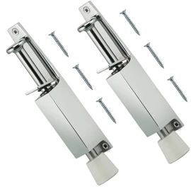 TERF® Heavy Duty Kick Down Door Lock Stopper Holder Spring Loaded Adjustable Doorstop Grey Foot Spring Loaded Door Retainer with Extra-Strong Including Fixing Screw - Pack of 2