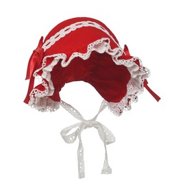 BPURB Medieval Women's Maid Mop Hat Colonial Pilgrim Prarie White Hood Victorian Costume Headwear Cotton (Red)