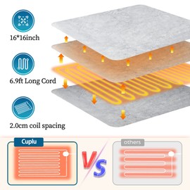 Cuplu 40x40 Electric Foot Warmer, Auto Shut Off - Washable Electric Feet with 6 Heat Levels 4 Timers, Warmer Fast Heating Pad Cushion for Foot, Back and Full Body for Women Men(Gray)