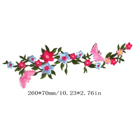 WANLIAN 2 PCS Butterflies Flower Clothing Applique, Iron on Decorative Patches, Embroidery Patch for T-Shirt, Skirt, Jeans, Vests, Hats,Bags