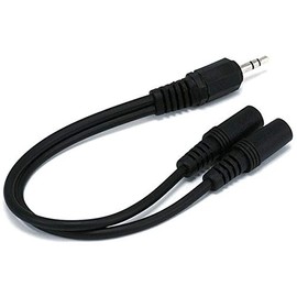 Monoprice 100667 6-Inch 3.5mm Stereo Plug/Two 3.5mm Stereo Jack Cable Black