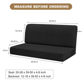 JOYINGLE RV Jackknife Sofa Couch Covers, 2-Piece Set (Black)