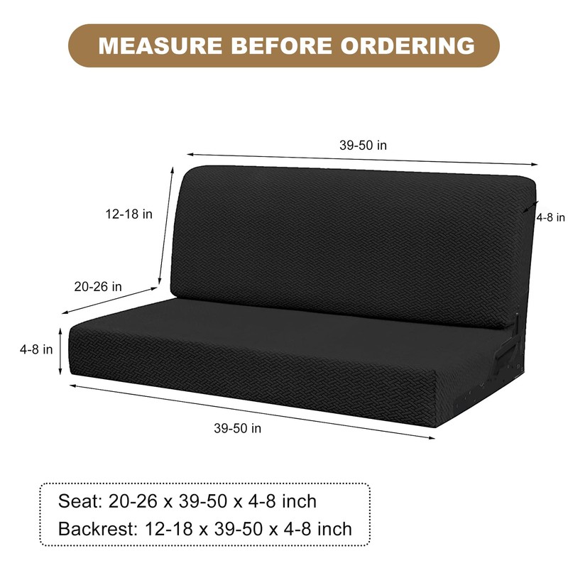 JOYINGLE RV Jackknife Sofa Couch Covers, 2-Piece Set (Black)