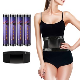 4 Rolls 60 Meters Black Osmotic Plastic Body Wrap Exercise & Fitness Sweat Enhancer Anti-Shedding Yoga Training Band Set, DIY Sauna Wrap Pilates Workout & Sweat Resistant Stomach Wrap