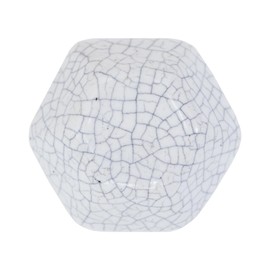 ETHNICITI Hexagonal White Crackle 40mm Ceramic Door Knobs Vintage Shabby Chic, Wardrobe Cabinet Cupboard Drawer Interior Furniture Pulls Handles Bedroom Dresser Lounge Kitchen