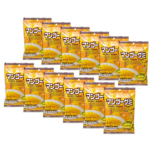 Kasugai Gummy Candy, Mango, 3.59-Ounce Bags (Pack of 12)