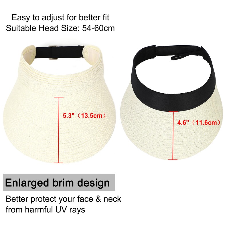 LA CARRIE Wide Brim Straw Visor for Women Sun Hat
