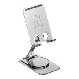 Cell Phone Stand, Foldable Desktop Phone Holder Portable Aluminum Adjustable Cellphone Stands Compatible with All Smart Phones, Silver