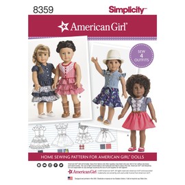 Simplicity Sewing Pattern D0680 / 8359 - 18" American Girl Doll Clothes, OS (ONE SIZE)