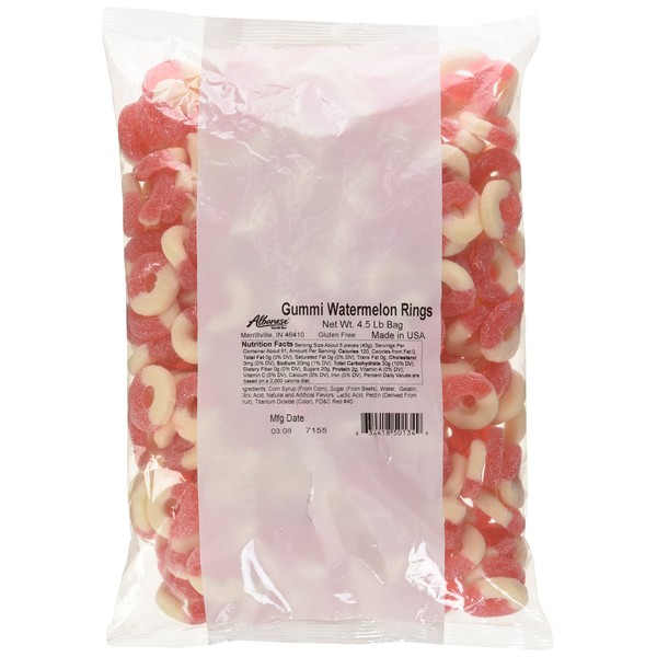 Albanese World's Best Gummi Watermelon Rings, 4.5lbs of Candy