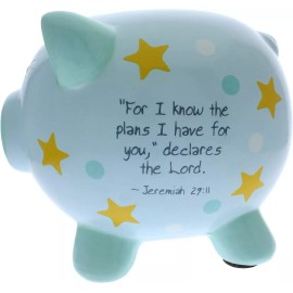 Sterling Gifts Blue Pig Piggy Bank For Boys, Blue Ceramic Piggy Bank, Vintage Piggy Bank Style