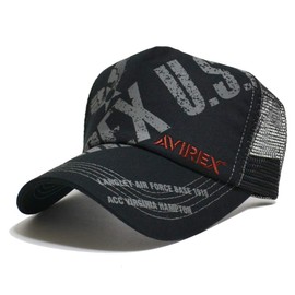 AVIREX Mesh Cap AX3900 English Letter Logo Hat Cap AVIREX, Black, 57 to 59 cm