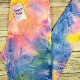 Tonyas Closet PLUS Multi Color Tie Dye Leggings Hand Tie Dye Not Print Buttery Soft 10-18 TC