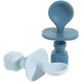 Silicone Baby Spoons for Baby Led Weaning 2-Pack, First Stage Baby Feeding Spoon Set Gum Friendly BPA Lead Phthalate and Plastic Free, Blue