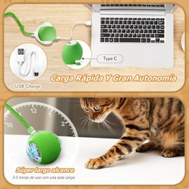 Juguete Eléctrico para Gatos y Perros - Pelota Rodante Automática, Material Duradero (Verde)