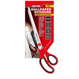 Dekton 12" Wallpaper Scissors | Precision Stainless Steel Blades for Accurate Cutting | Non-Slip Ergonomic Handles | Angled Handles for Easy Cutting | Perfect for Fabric, Crafts and Wallpaper