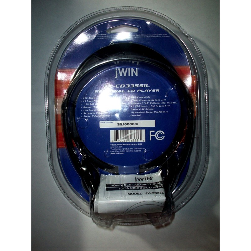 jWIN Personal CD Player - Silver (JXCD335SIL)