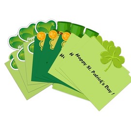 wootile St. Patrick's Day Greeting Cards 12 Pack Green Shamrock Irish St Patrick's Day Cards Shamrock Wishes Cards Notes Cards For Spring Party Supplies